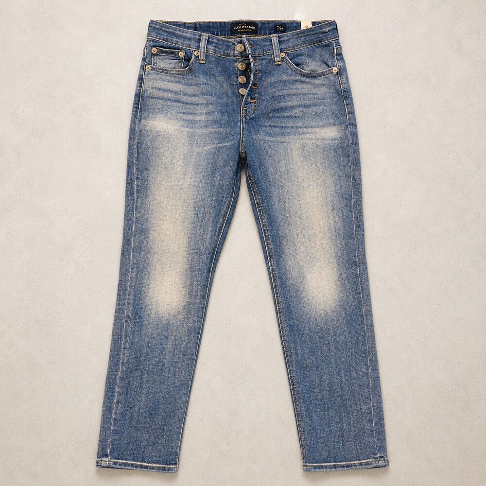 Lucky Brand Women's Ankle Jeans 8 29 Medium Wash Blue Faded Button Fly Denim
